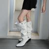 Niche Design Pointed Big Tube Circumference High Heel Stacking Boots Retro Western Cowboy Boots Women