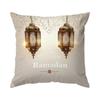 Short Plush Material Pillowcaseramadan Decoration Pillow Cover Crescent Moon Fasting Lamp Pattern Printing Home Room Living Room