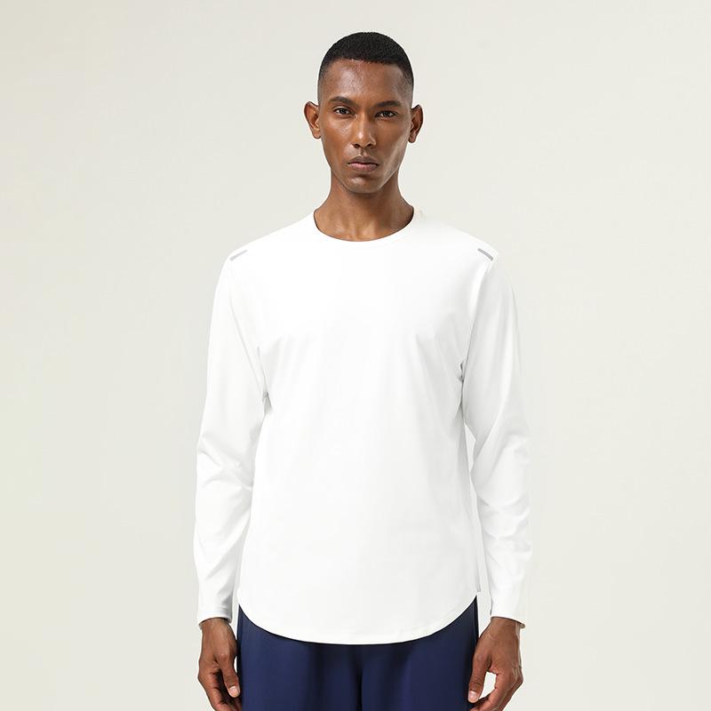 

Мужской высокоэластичный быстросохнущий топ для бега с ощущением обнаженности - осенне-зимняя спортивная футболка с длинным рукавом M (165-170 cm) белый