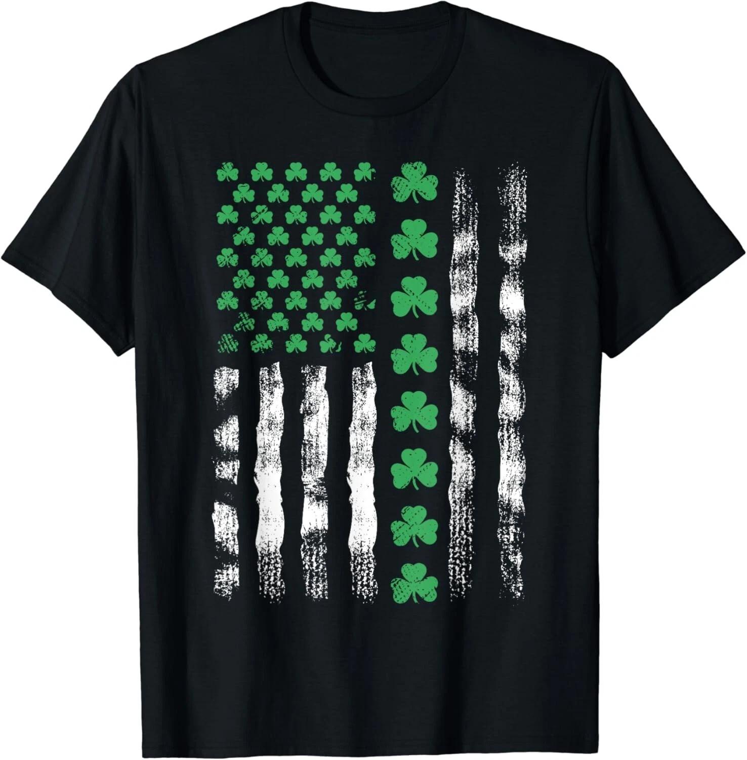 American Flag St Patricks Day T-Shirt Vintage Irish Lucky Gift Unisex T-Shirt 2XL