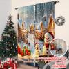 2pcs 2D flat printing Merry Christmas Popular Window Drapes Farm Style Christmas Scene 0 Machine Washable Polyester Without