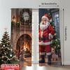 2pcs 2D flat printing Merry Christmas Scene Curtains Santa Claus Christmas Stocking Fireplace Fabric Without Electricity 0 for