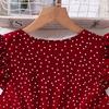 Dětské Letní Dívčí 4-12 Let Červené Bez Rukávů Létající Rukáv Puntíkované V-výstřih V pase Šaty Jednoduché Temperament Denní Styl