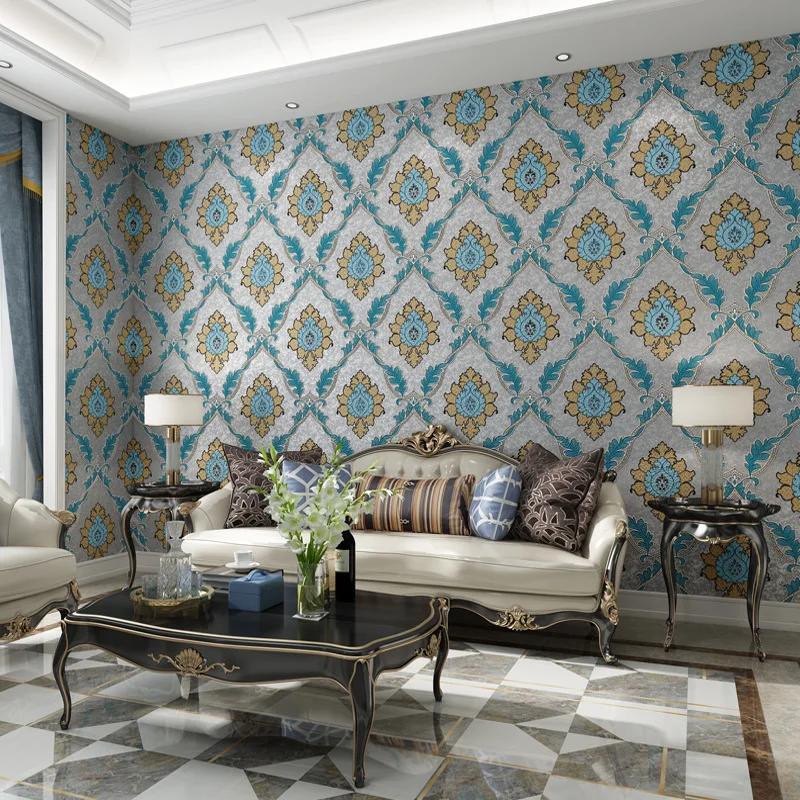 European Style Wallpaper Thickened Deer Skin Velvet Bedroom Living Room 3D Non-woven Fabric Wallpaper Home Decor Papel De Parede