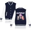Fashionable Women's Baseball Jacket Contrast Color Cardigan Jacket