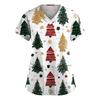 Dámská móda Výstřih do V Krátký rukáv Pracovní oděv s kapsami Vánoční potisk Top Uniforma pečovatele