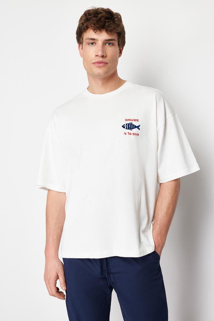 Men's Fashion T-Shirt Crew Neck Short Yellow Oversize Wide Cut Basic 100% Cotton T-Shirt