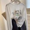 Korean Anti-Aging Graffiti Print Long Sleeve Sun Protection Lyocell Shirt - Women's Summer Loose Fit, See-Through Cover-Up
