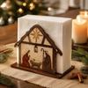 Wooden Christmas Napkin Holder Christmas Nativity Scene Pattern Tissue Organizer  Bar