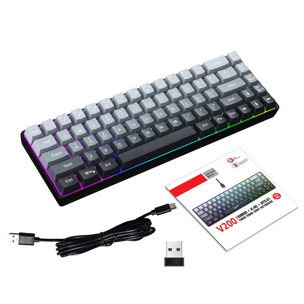 V200 68 Key RGB Gaming Keyboard with 3 Mode Connectivity Compatible for Multiple Devices
