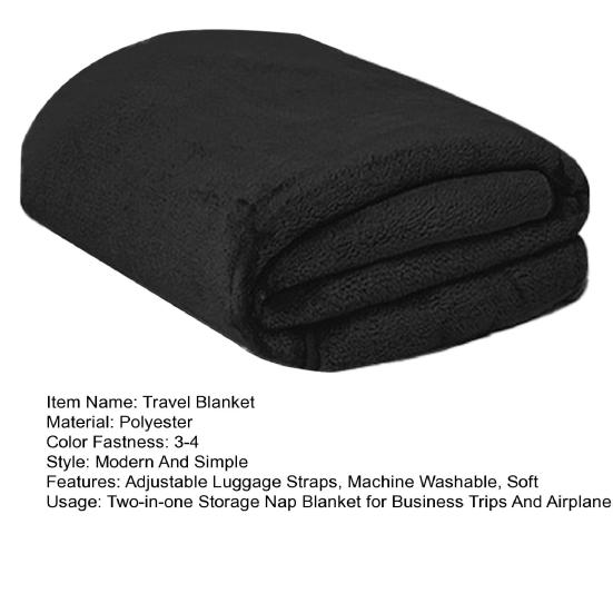 Neck Support Pillow Blanket Soft Fleece 2-in-1 Foldable Pillow Combo Flights Camping Car Trips Airplane Pillow Blanket with Luggage Strap