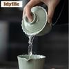 155ml Azure Line Flower Mouth Gaiwan Creative Tea Tureen Tea Bowl With Lid Kit Tea Brewing Cover Bowl Chinese Tea Set Decoration