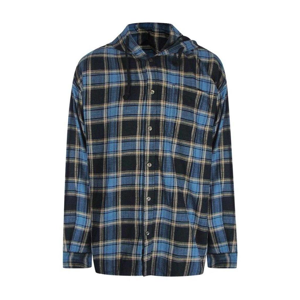 Diesel Mens Checkered Hooded Shirt