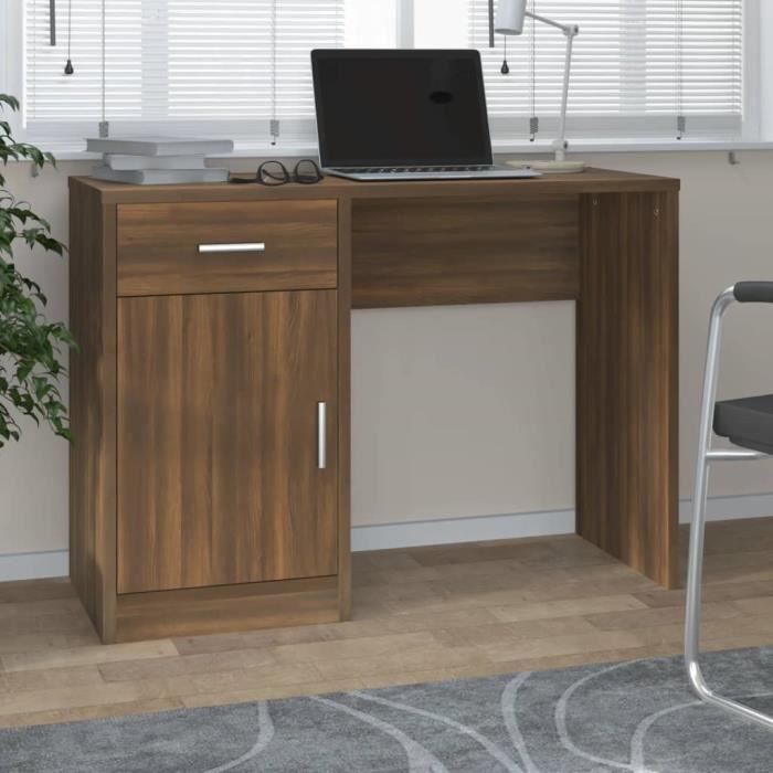 VidaXL Bureau avec tiroir et armoire Chêne marron 100x40x73 cm 342658
