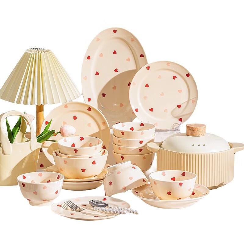 Moden Lanka Cream Style 43-Piece Ceramic Dinnerware Set