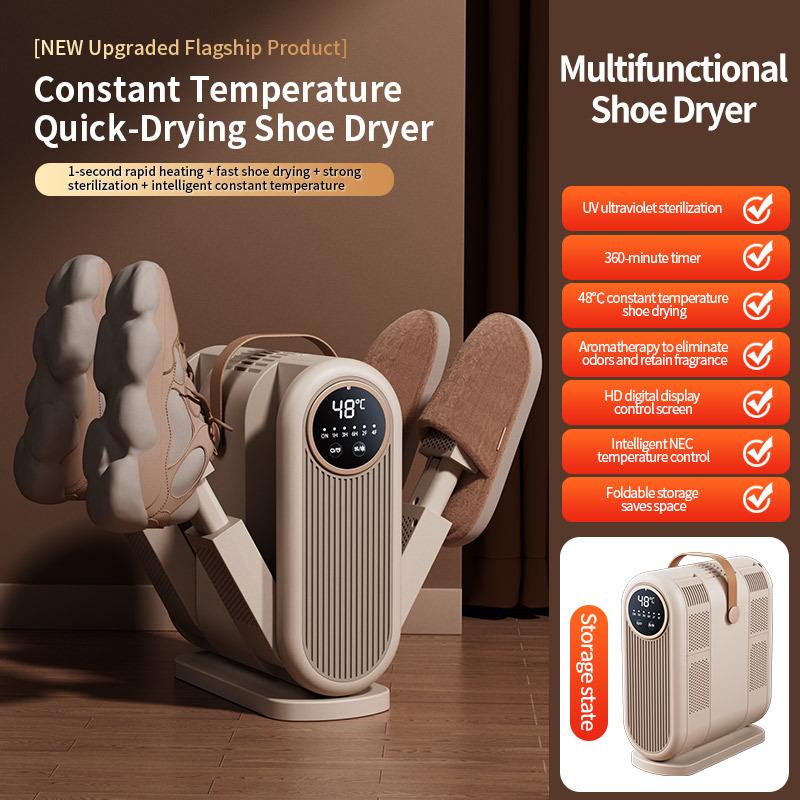 Folding Multi-Pair Retractable Shoe Dryer with Hot Air and Timer
