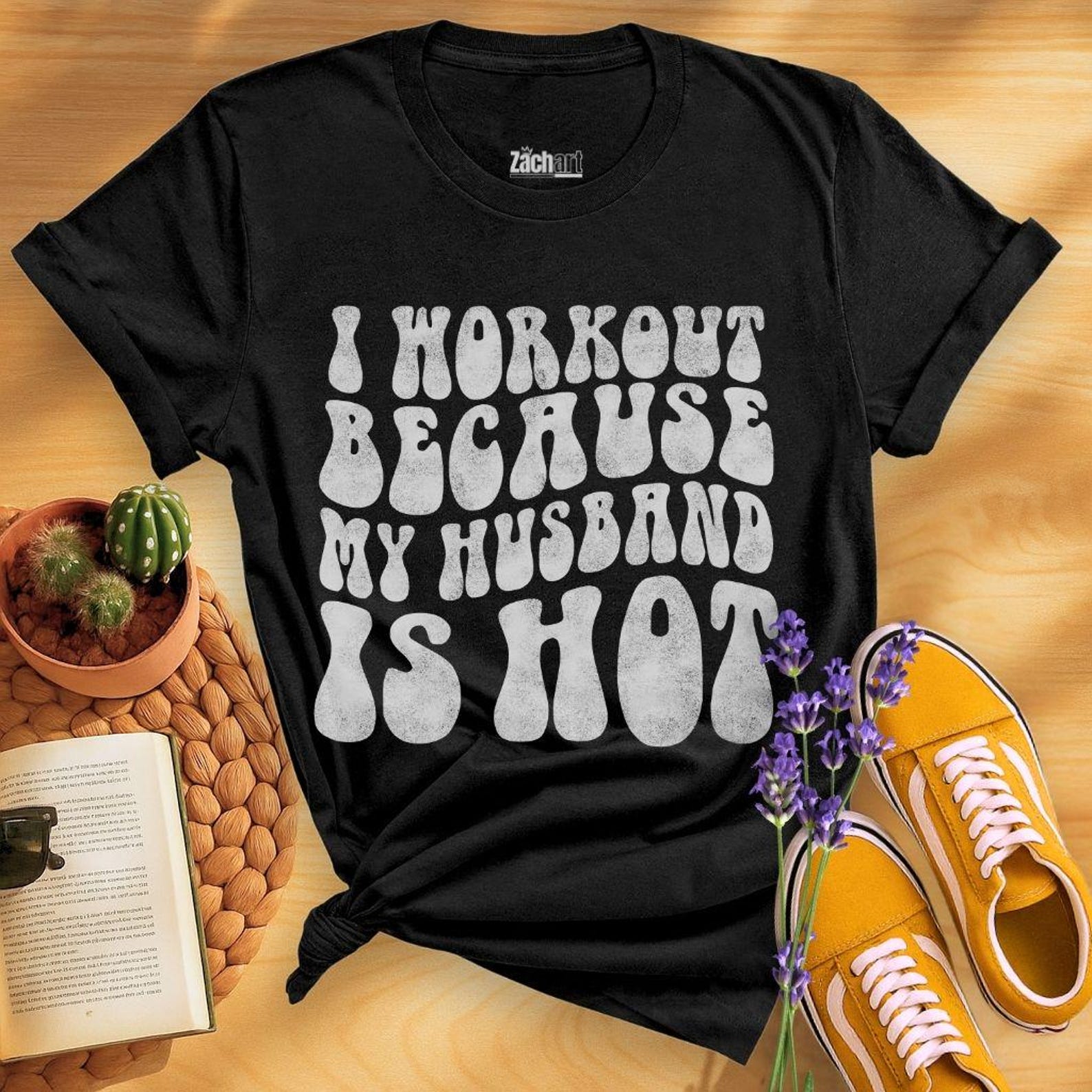 I Workout Because My Husband Is Hot Funny Gym Shirt, Workout Motivation T-Shirt for Women, womens fitness, women gym shirt, gym tee for wife S