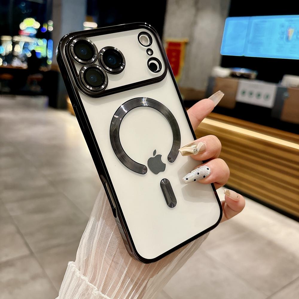 KEYSION Magnetic Plating Case for MagSafe for iPhone 17 Pro Max 17Air Transparent TPU Shockproof Phone Cover With Lens Protector