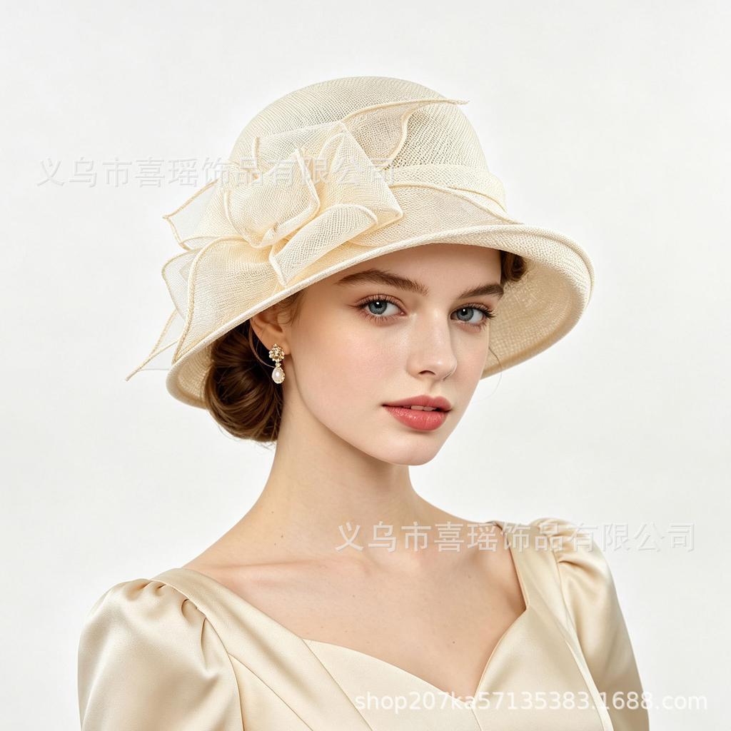 High-end Hemp Top Hat Women's French Sun Hat Curled Edge Beach Hat Summer Versatile Sun Hat