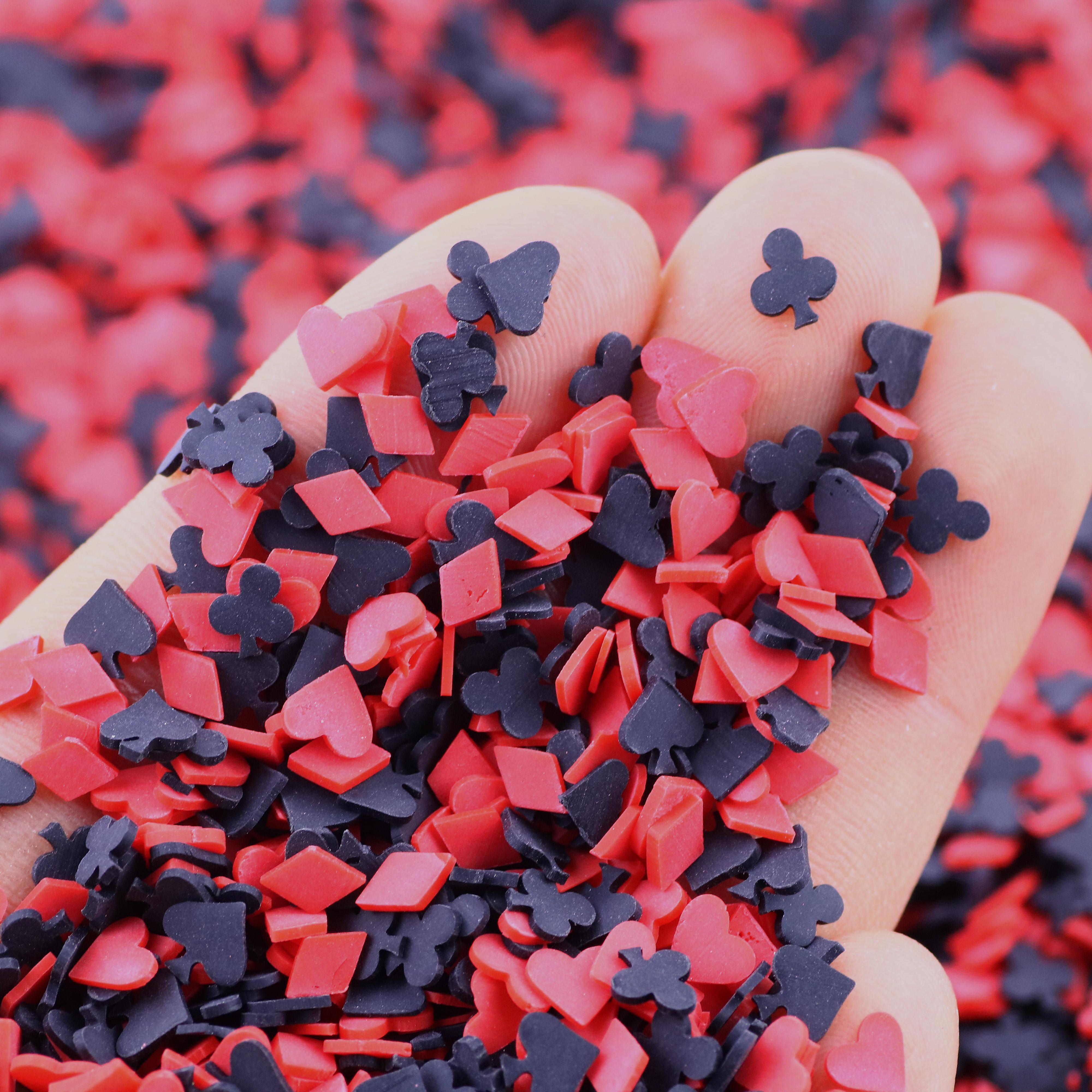 1KG Hengxin 5 MM Polymer Clay Red Black Heart Poker Mix Clay Sprinkles Slices for Slime Craft Decorate Nail Art 1kg/bag