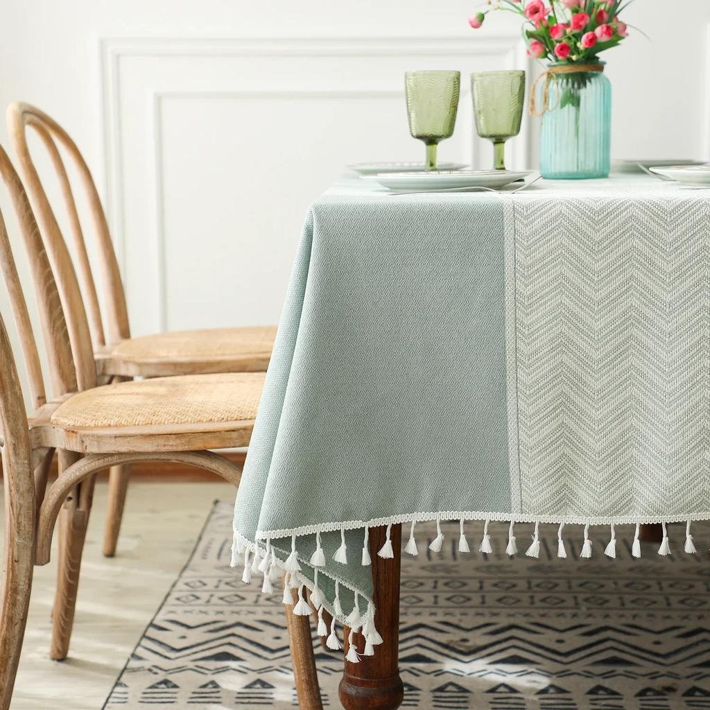 Nordic Tablecloth for Table Pastoral Decorative Linen Rectangular Tablecloth with Tassel Wedding Dining Table Cover Tea Cloth