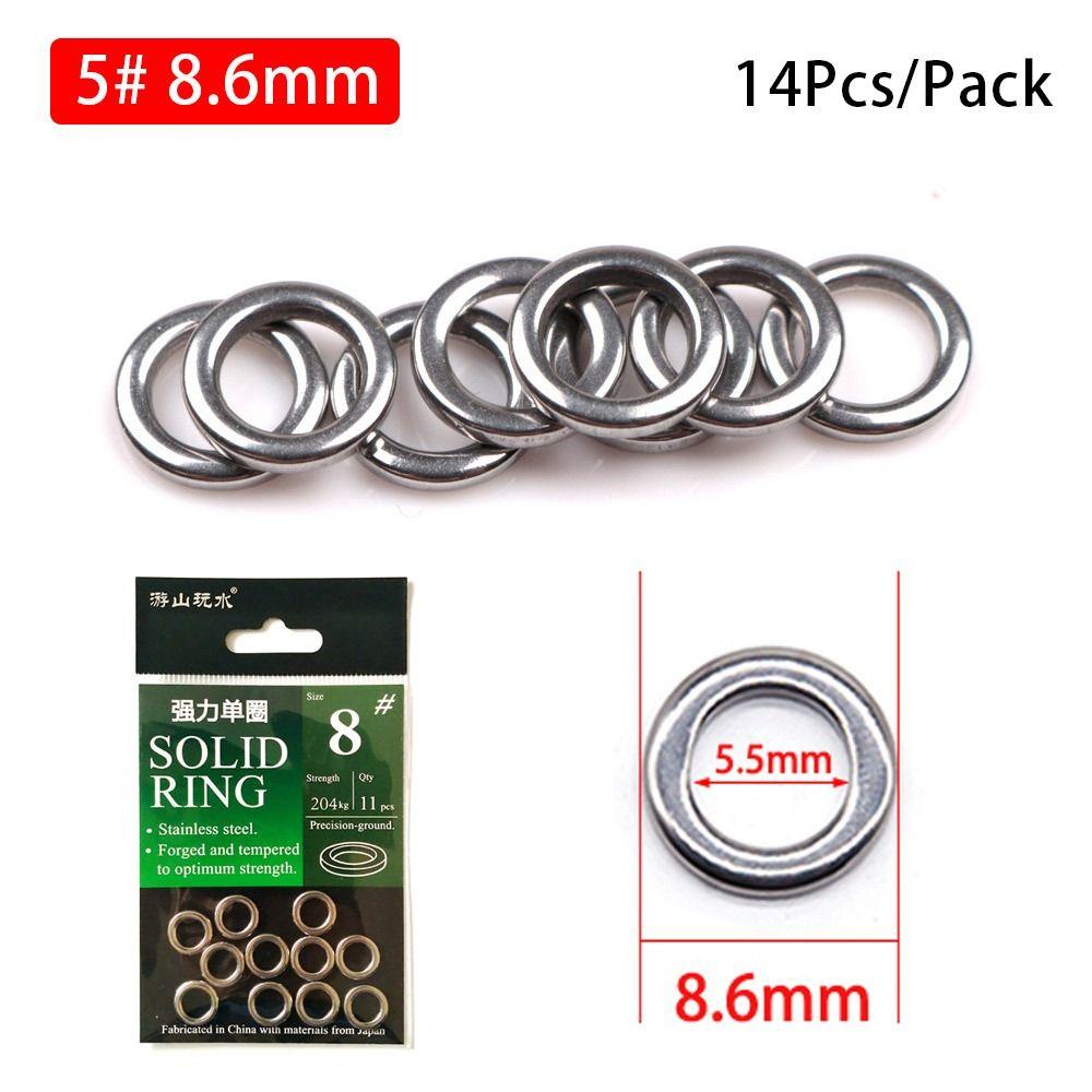 10-20pcs Snap Split Ring Jigging Ring 304 Stainless Steel Lure Connector Fishing Solid Ring
