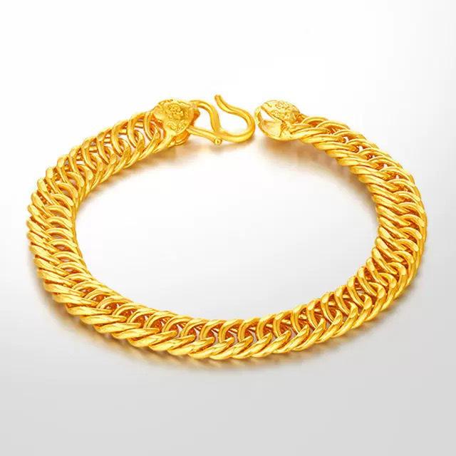 Men's Imitation Gold Boss Chain Whip Bracelet with Long-Lasting Color Retention - Stylish and Domineering Fashion Accessory.