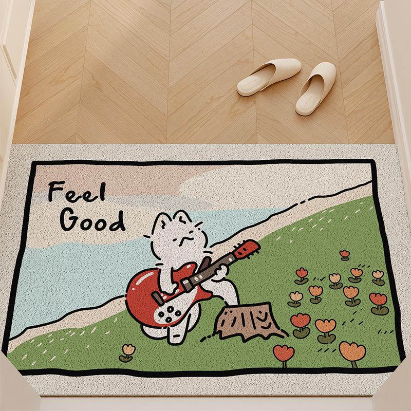 

Милый мультяшный нескользящий шелковый коврик у входа: Легкий в уходе, устойчивый к грязи, поддающийся резке напольный коврик для крыльца 50x80cm