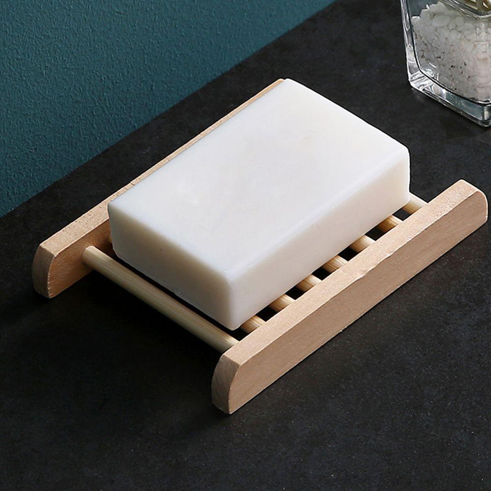 Wood Bamboo Drain Tray Holder Bathroom Supplies Sponge Plate Soap Holder Soap Dish Storage Box