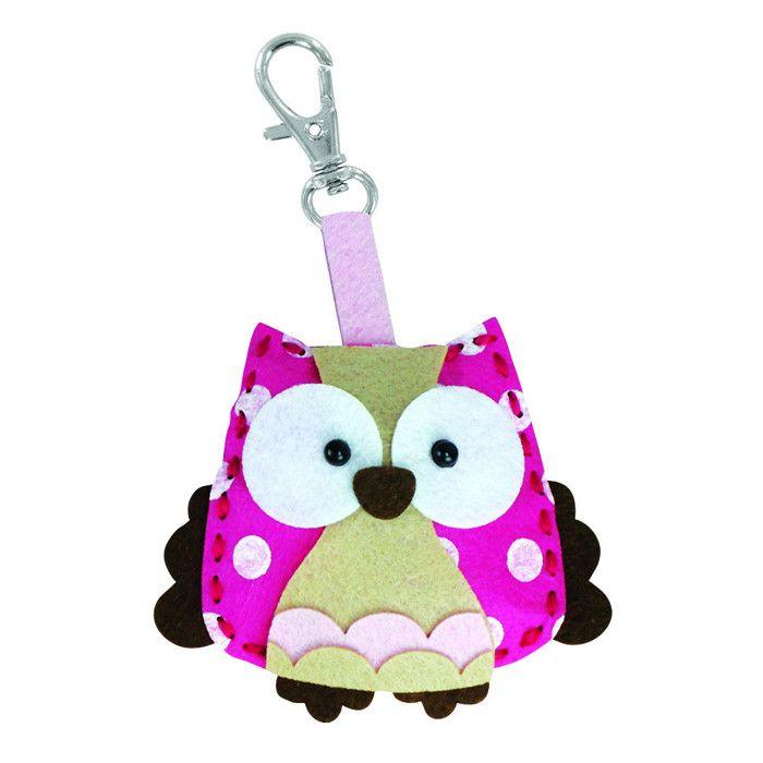 Kit enfant porte-clé en feutrine à faire soi-même Hibou rose