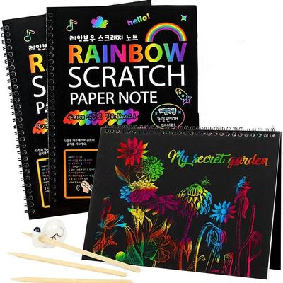 Rainbow Magic Barnens Skraparkpappersset Konst Färgglad Skrapteckningsleksak Färgläggningsbok Barnens DIY Graffitibok