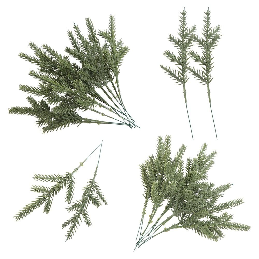 50Pcs Green Artificial Pine Branches 7 Forked Garlands Accessories  Christmas Party