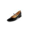 Women Genuine Leather Pumps Elegant Crystal Pearl Strap Women Mary Jane Shoes Sheepskin Low Heel Burgundy Single Pumps 34-39