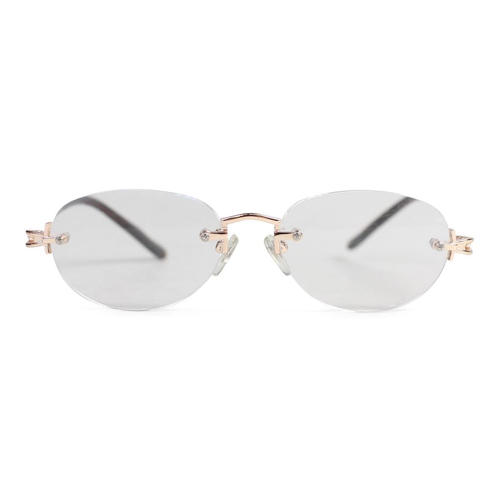 Hodogaya Electronic Sales Reading Stylish Metal (Hodogayadenshihanbai) Glasses, Frame, Rimless, Two-Point Frame, +1.50 Power, Lightweight, Gold,
