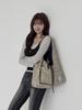 Atil Studio Leopard Denim Patch Pocket Hobo Shoulder Bag _Cream