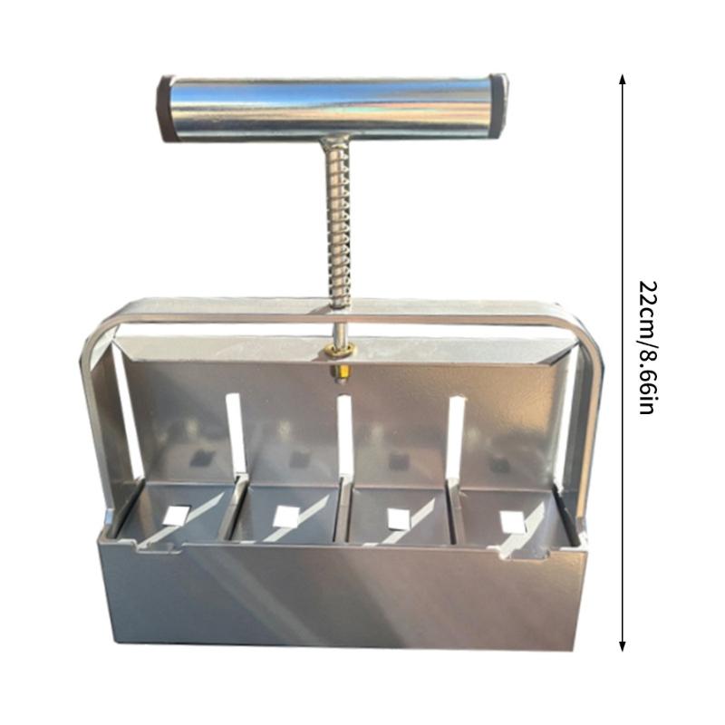 Mașină de făcut blocuri de pământ din metal cu 4 celule, îmbunătățită, cu mâner confortabil, unealtă manuală pentru blocuri de pământ pentru începerea grădinăritului
