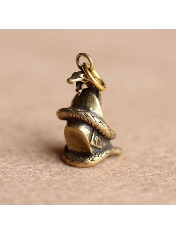 

Винтажный медный змей, обвивающий талию, с подвеской для ключей от машины, латунный, креативный, трендовый, поясной кулон One Size чёрный