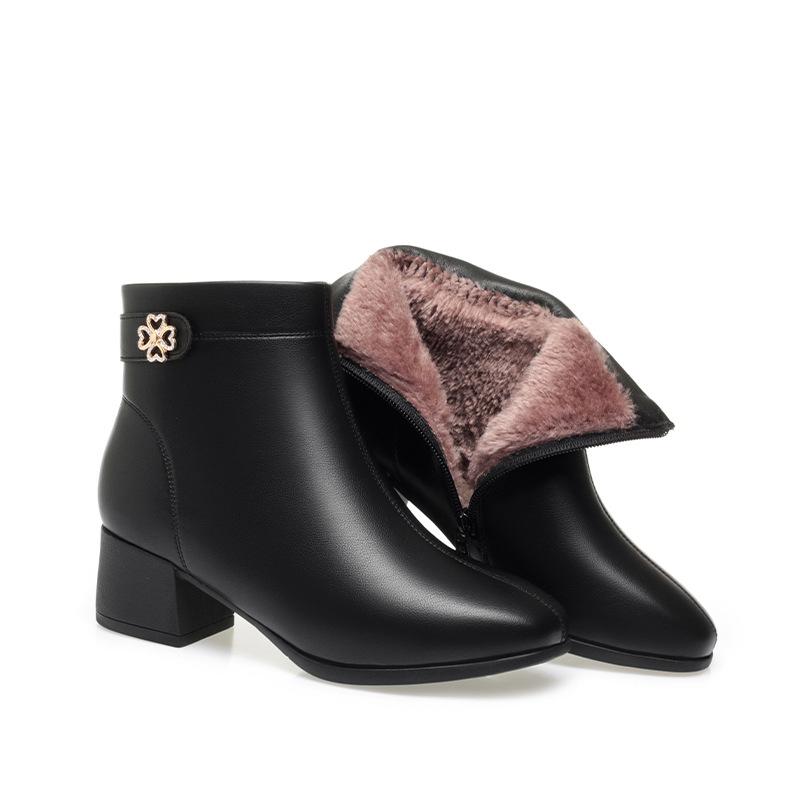 

Women Shoes 2024 New Spring Winter Women Pumps Boots High Quality Lace-up European Ladies Shoes PU High Heels Warm Plush Boots 36