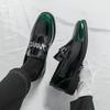 New Platform Men's Green Loafers Slip On All-match Wedding Shoes Patent Leather Shoes for Men Men Pointed Toe Flats Formal Shoes