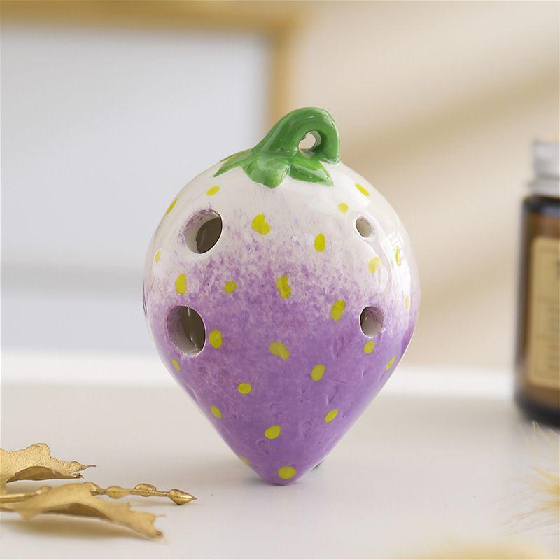 Strawberry Six-Hole Ceramic Ocarina - Musical Instrument Toy for Kids