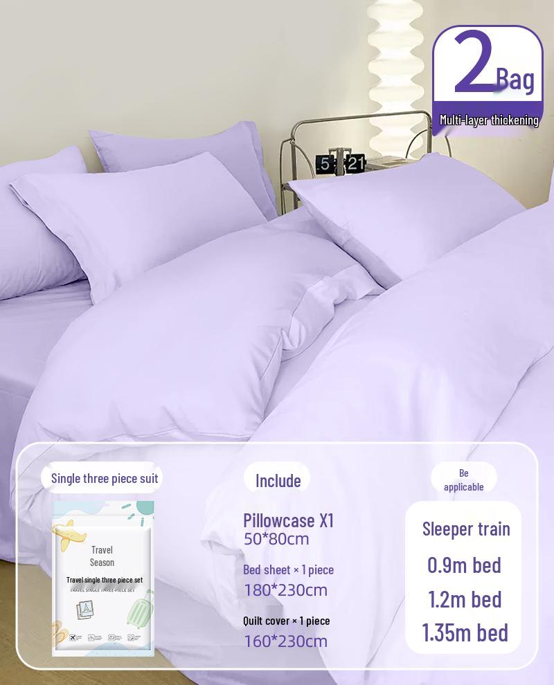 Portable Disposable Bed Sheet & Pillowcase Set: Anti-Dirty, Thickened Four-Piece Travel Kit for Double & Single Beds