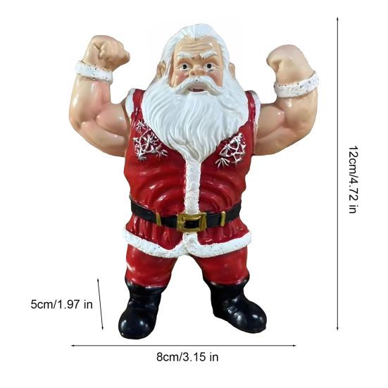 Yousheng Weihnachten Muskelprotz Weihnachtsmann Figur Bodybuilder Cartoon Weihnachtsmann Harz Statue Feiertagsparty Desktop Dekoration Ornament