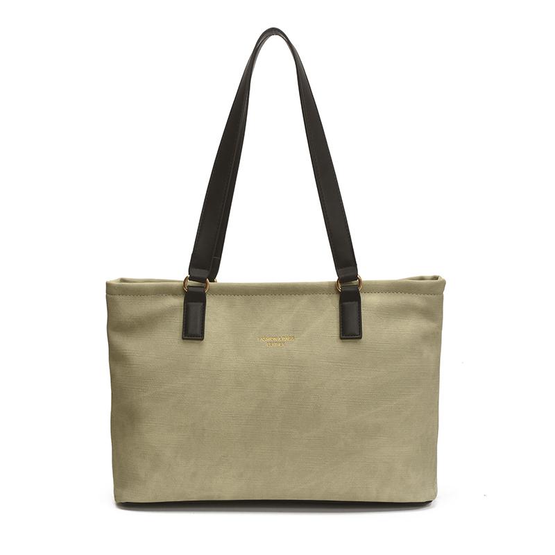 

Fashi PU Zipper Solid Colors Shoulder Bags Large Capacity Versatile Commuting Tote Bags for Women 2026 Youth Casual Bag бежевый