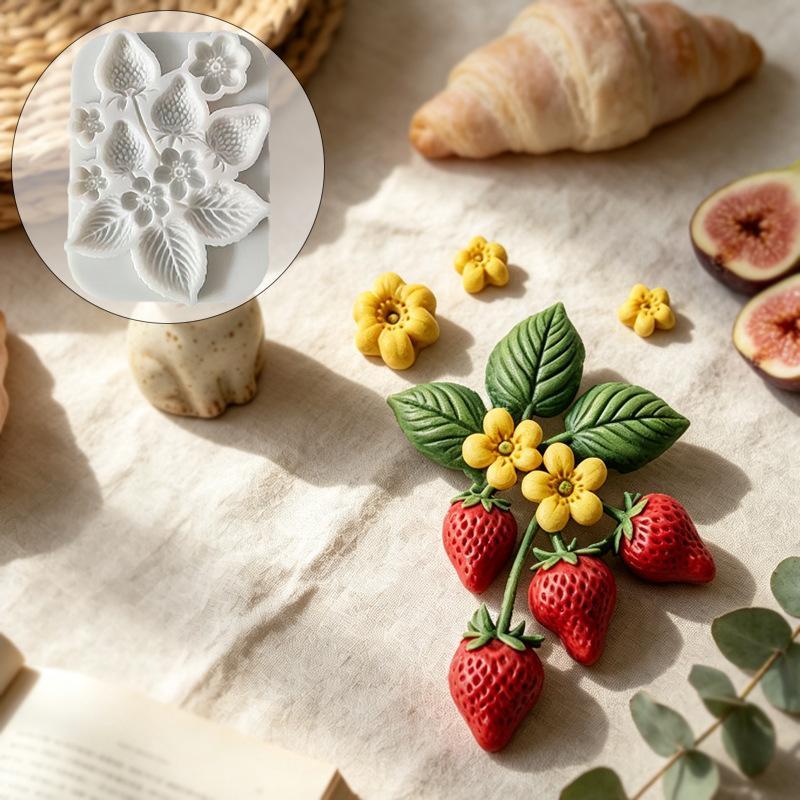 Strawberry Flower Silicone Sugarcraft Mold Resin Tools Cupcake Baking Mould Fondant Cake Decorating Tools