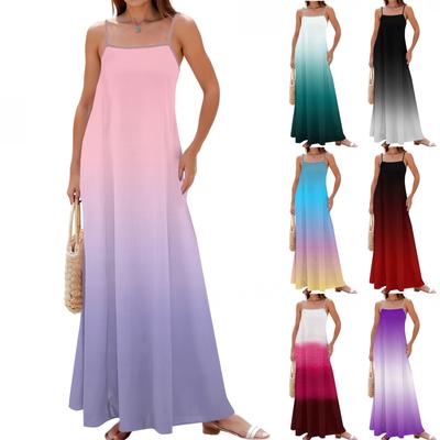 Γυναικείο Ανοιξιάτικο Και Καλοκαιρινό Casual Μόδα Ρυθμιζόμενες Τιράντες Φορεμένο Μακρύ Φόρεμα