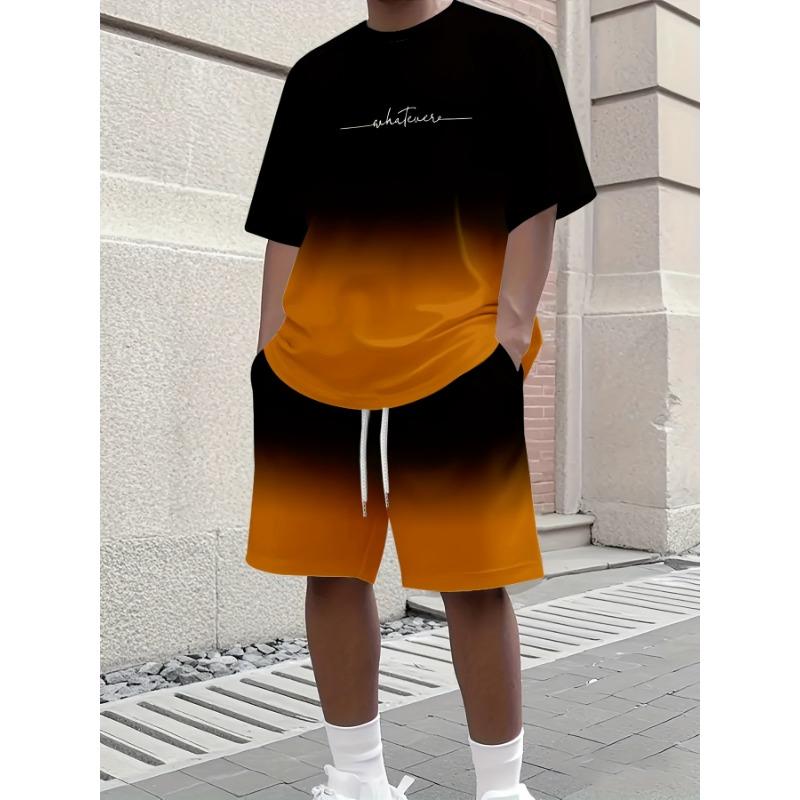 

Summer Casual Men s T-Shirt and Shorts Set 2026 Sportswear Set Plus Size Short-Sleeve T-Shirt Drawstring Pocket Shorts Set XL