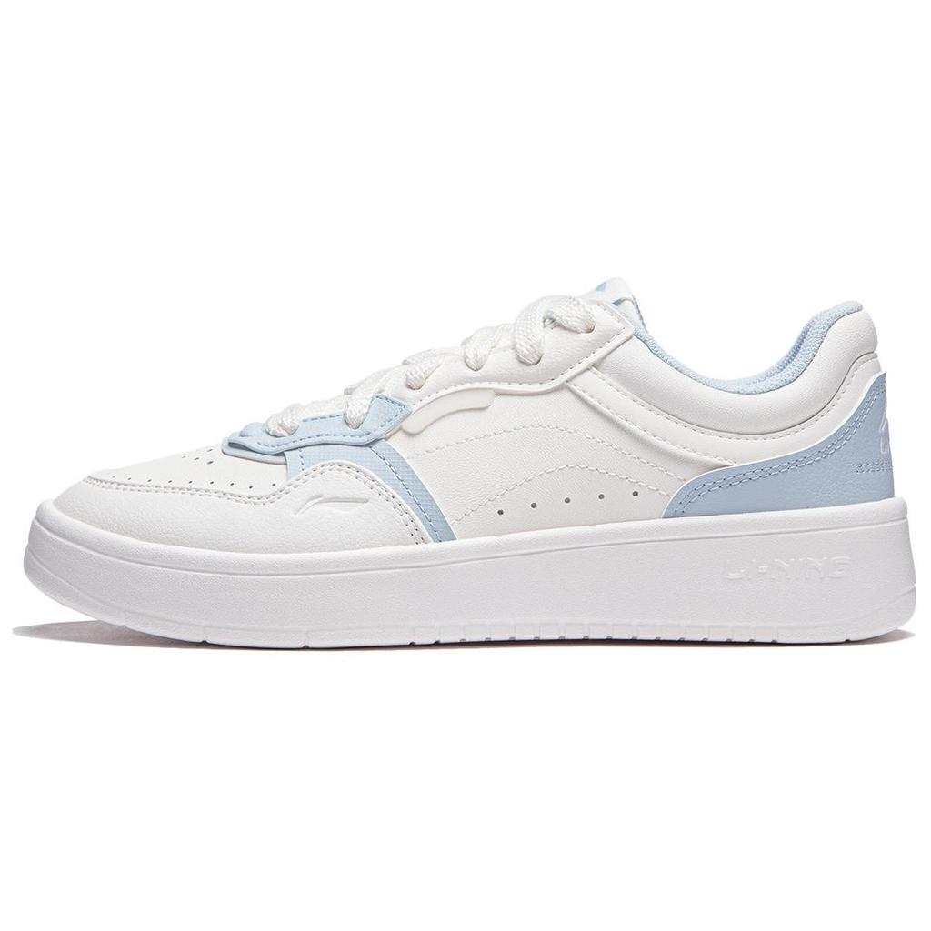 Li Ning Xingchu 2.0 V2 Casual Versatile Thick Sole Height Increasing Non-Slip Wear-Resistant Low-Top Skate Shoes Women sneaker White Blue AGCU108-2