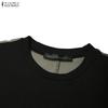 ZANZEA Women Casual Round Neck Long Sleeve Loose Patchwork Long Dress