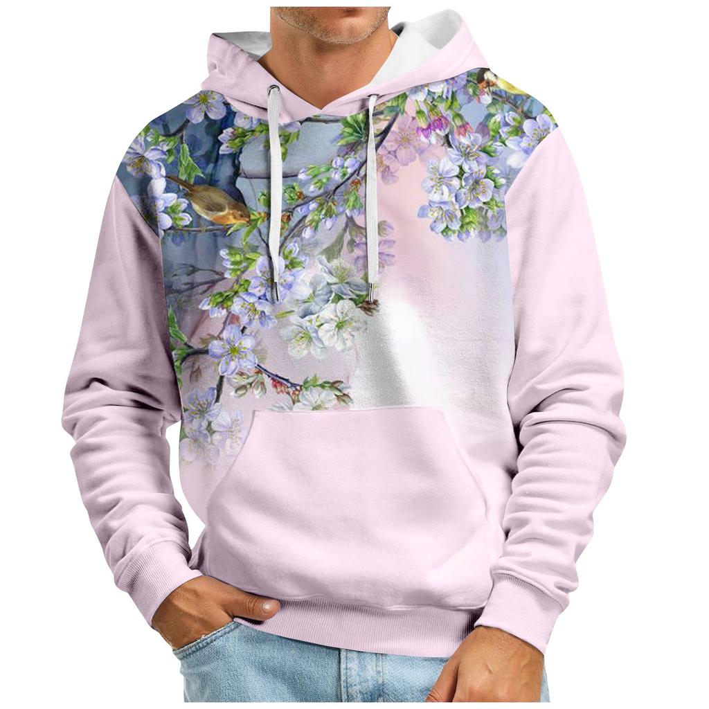 Maglione Autunnale da Uomo Taglia Grande con Cappuccio e Stampa Digitale Nuovo Maglione Basic Taglia Grande