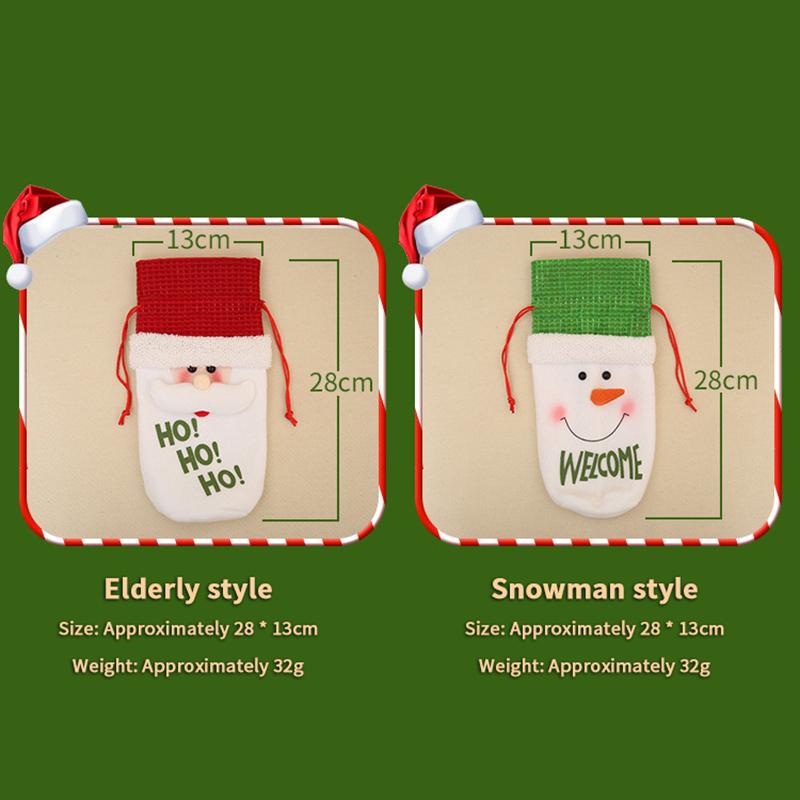 Set capac pentru sticle de vin de Crăciun Om de zăpadă Moș Crăciun pungi pentru sticle de vin țesute pentru petrecerea de Crăciun Decoratiuni pentru masă Cadouri de Anul Nou